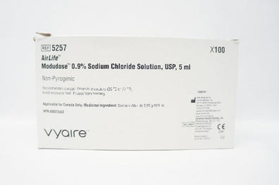 Vyaire 5257 AirLife Modudose 0.9% Sodium Chloride Solution USP 5ml (x)-Box of 72